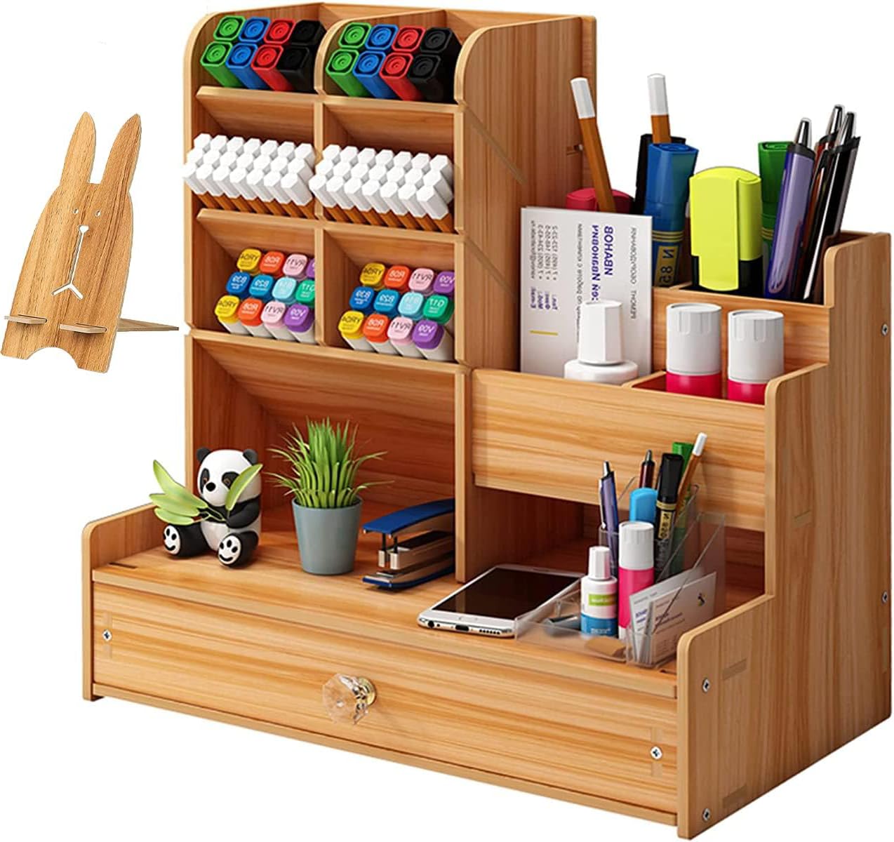13 Compartment Wooden Desk Organiser