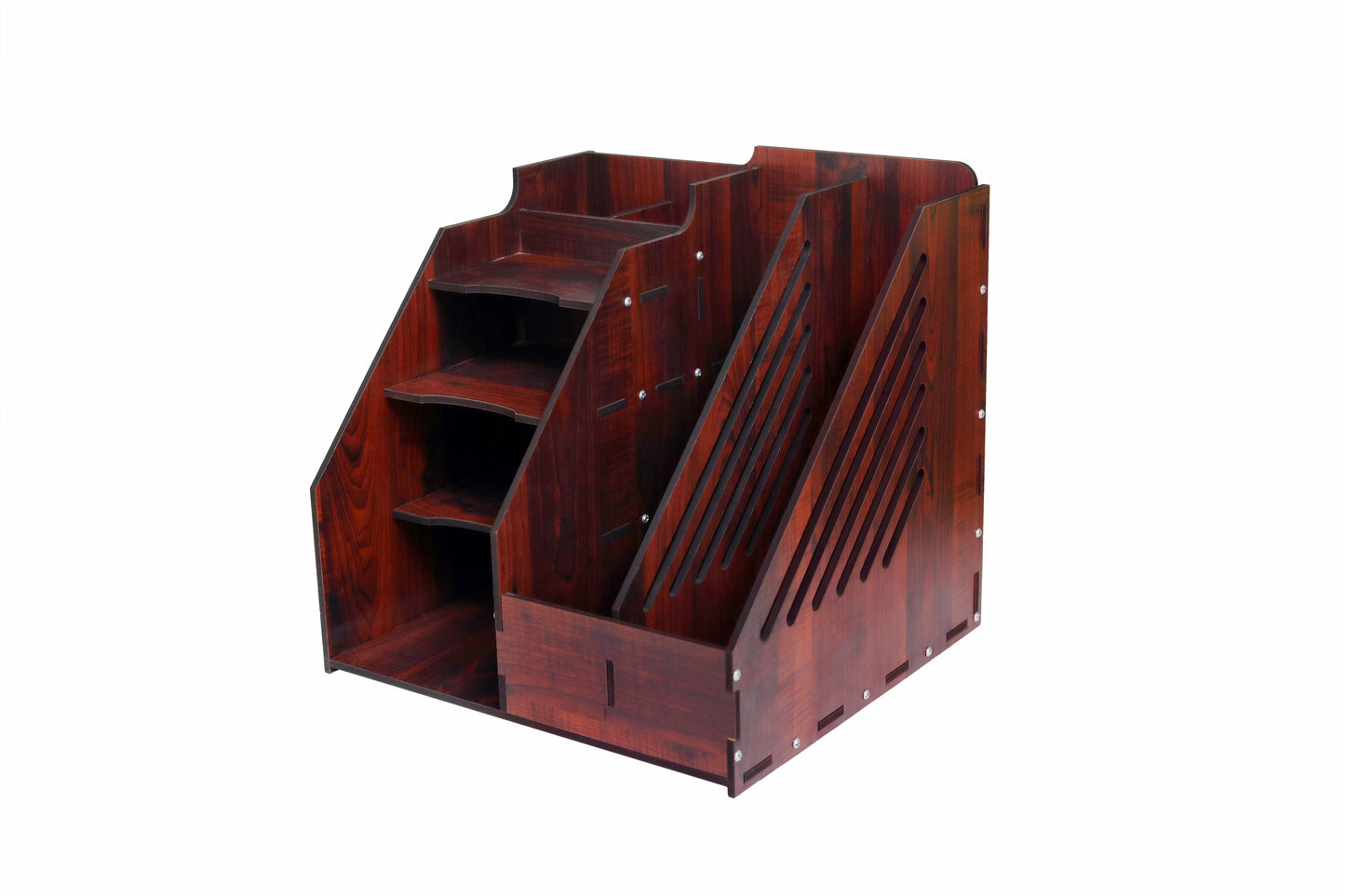 Expro 6 Compartments Wood Desk Organizer With Side Folder and File Holder