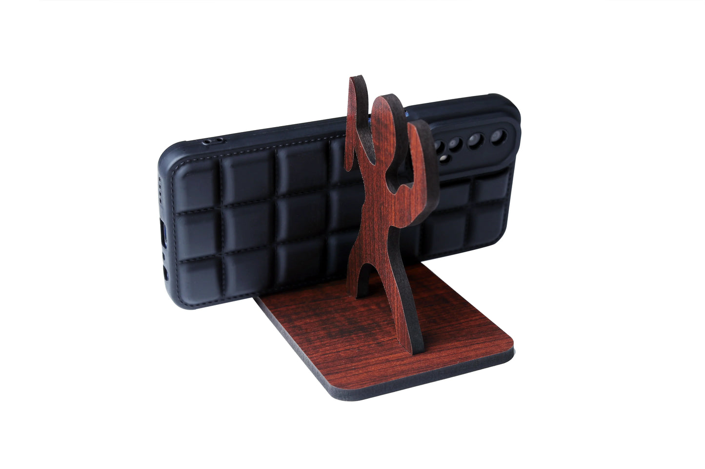Human Figure with Shield Mobile Phone Holder – Decorative Desk Stand & Secure Grip - Expro