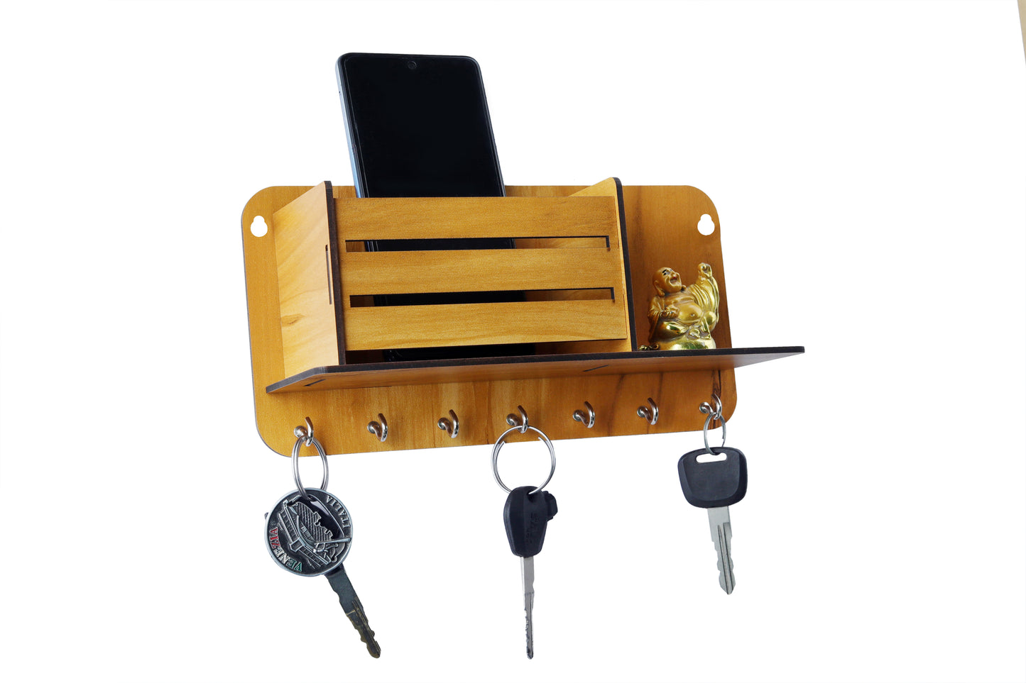 Key Holder With One Compartment and 8 Hooks