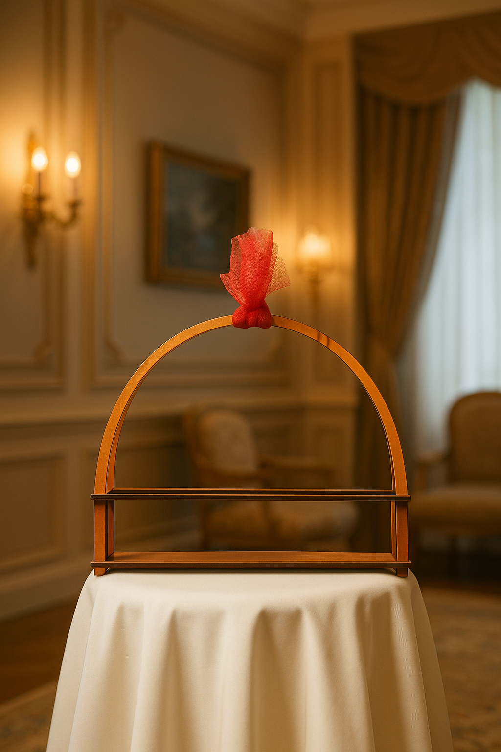 Premium Wooden Gift Basket with Handle & Red Bow – Elegant Hamper Box