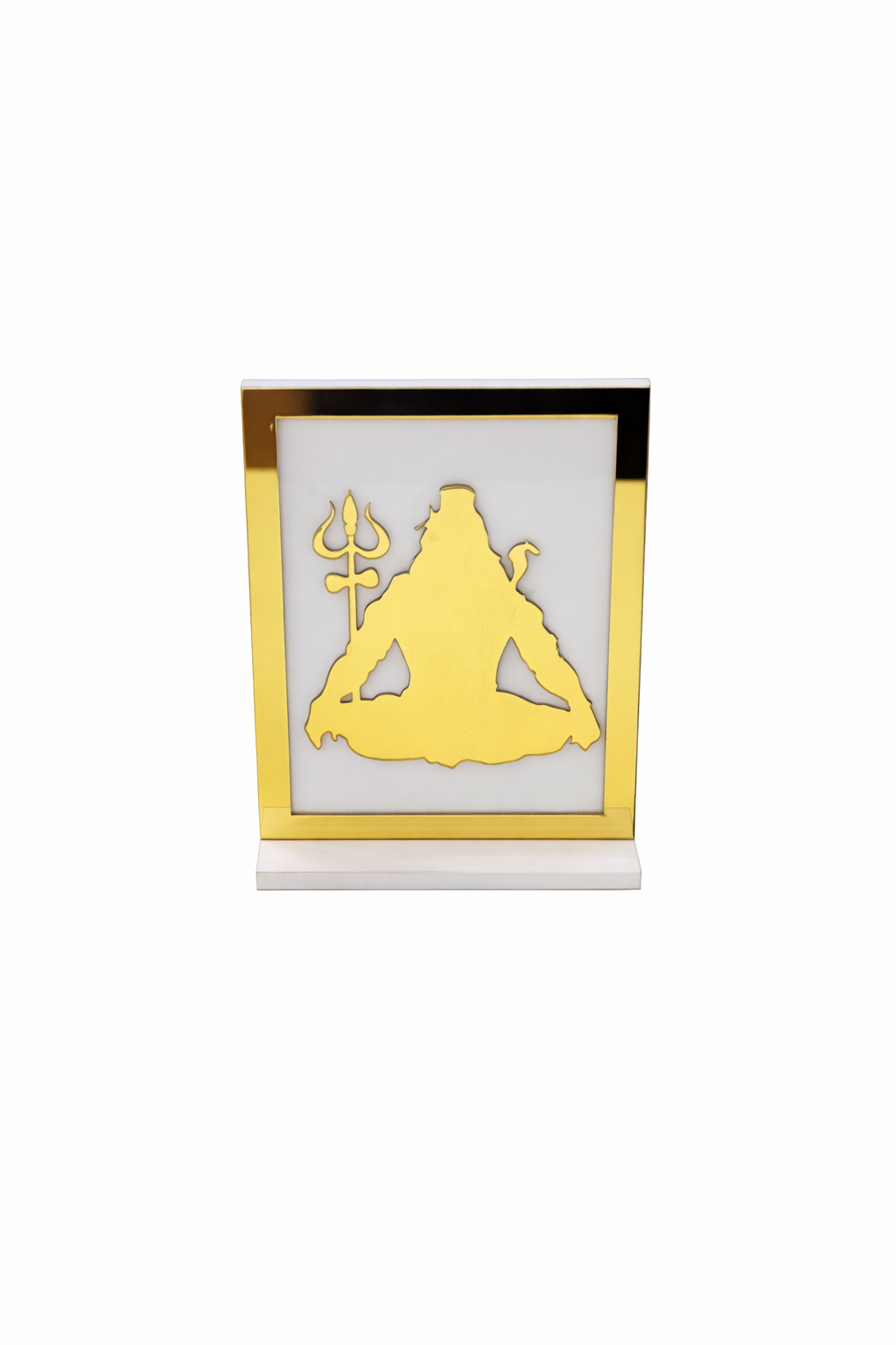 Lord Shiva Meditation Car Dashboard Frame – Golden Spiritual Auto Decor