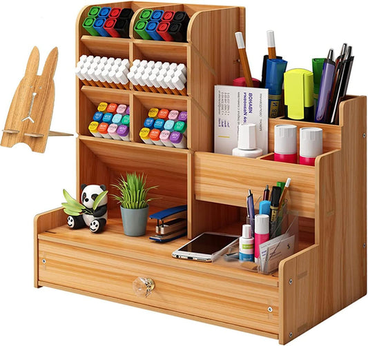 13 Compartment Wooden Desk Organiser