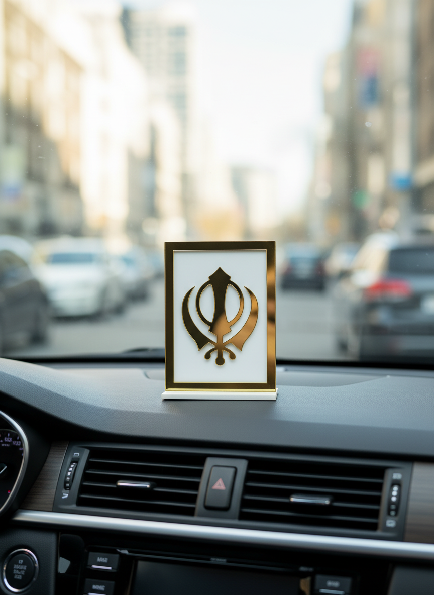 Lord Shiva Meditation Car Dashboard Frame – Golden Spiritual Auto Decor