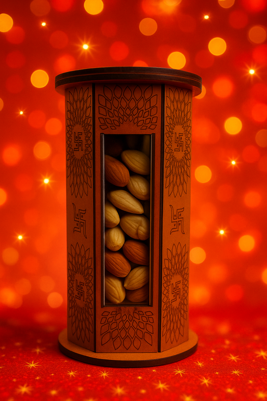 Diwali Wooden Gift Box with Acrylic Lid – Dry Fruit & Chocolate Box - Expro
