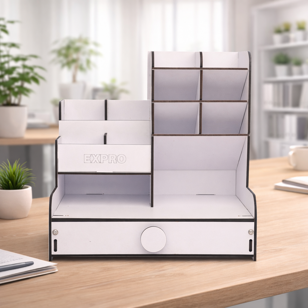 13-Compartment Wooden Desk Organizer – Multi-Purpose Stationery & Office Table Organizer