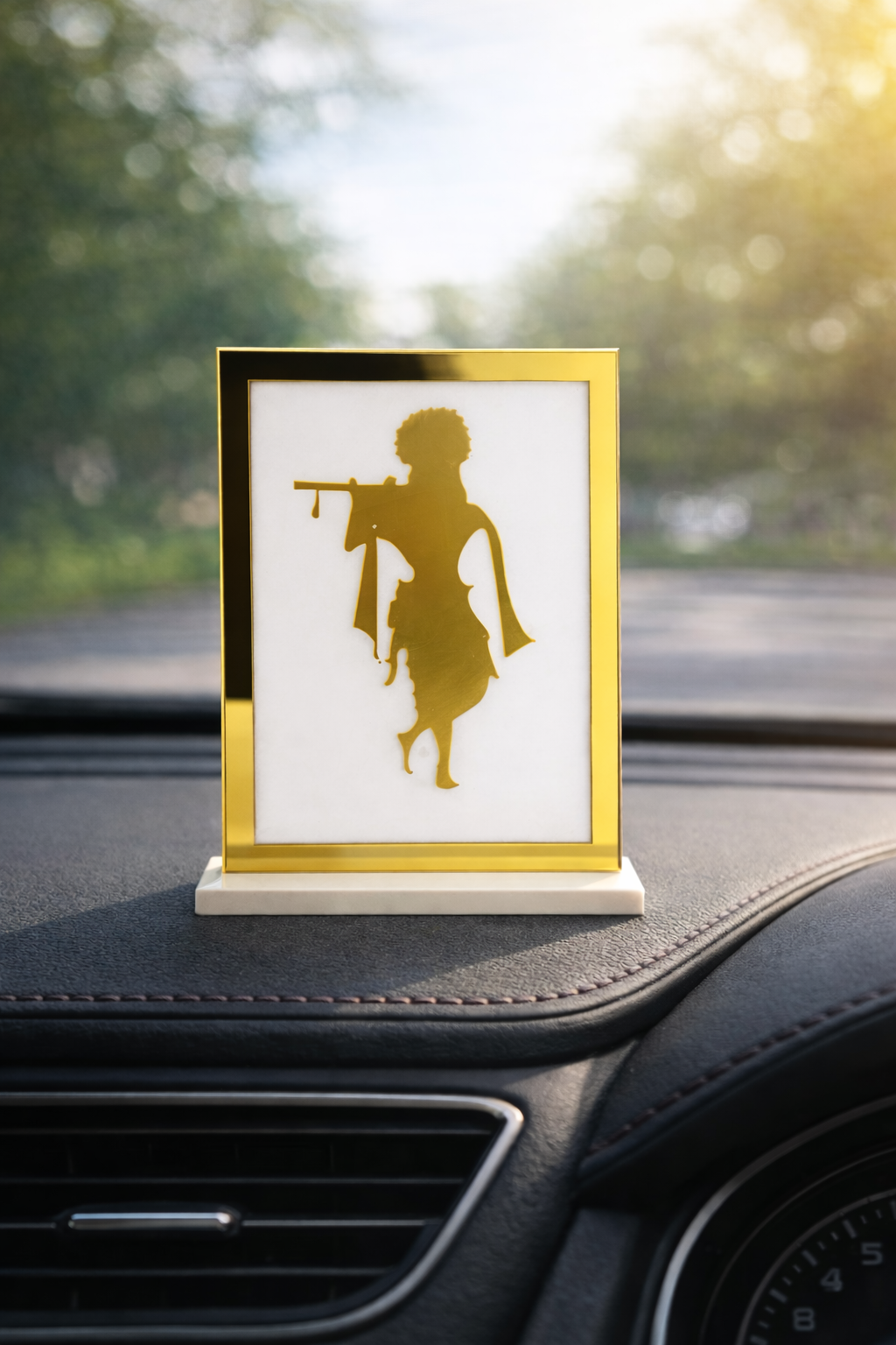 Lord Shiva Meditation Car Dashboard Frame – Golden Spiritual Auto Decor