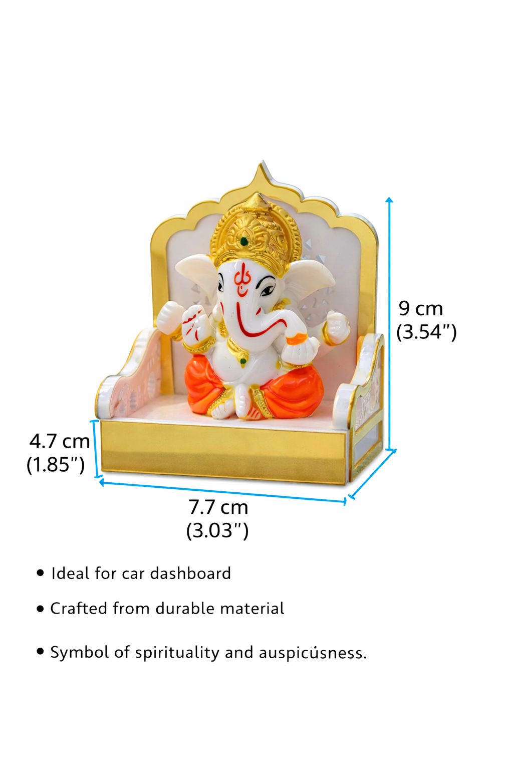 Expro's Lord Ganesha Car Dashboard Idol with Golden Throne – Premium Vehicle Dashboard Accessory