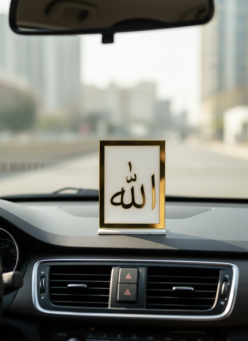 Lord Shiva Meditation Car Dashboard Frame – Golden Spiritual Auto Decor